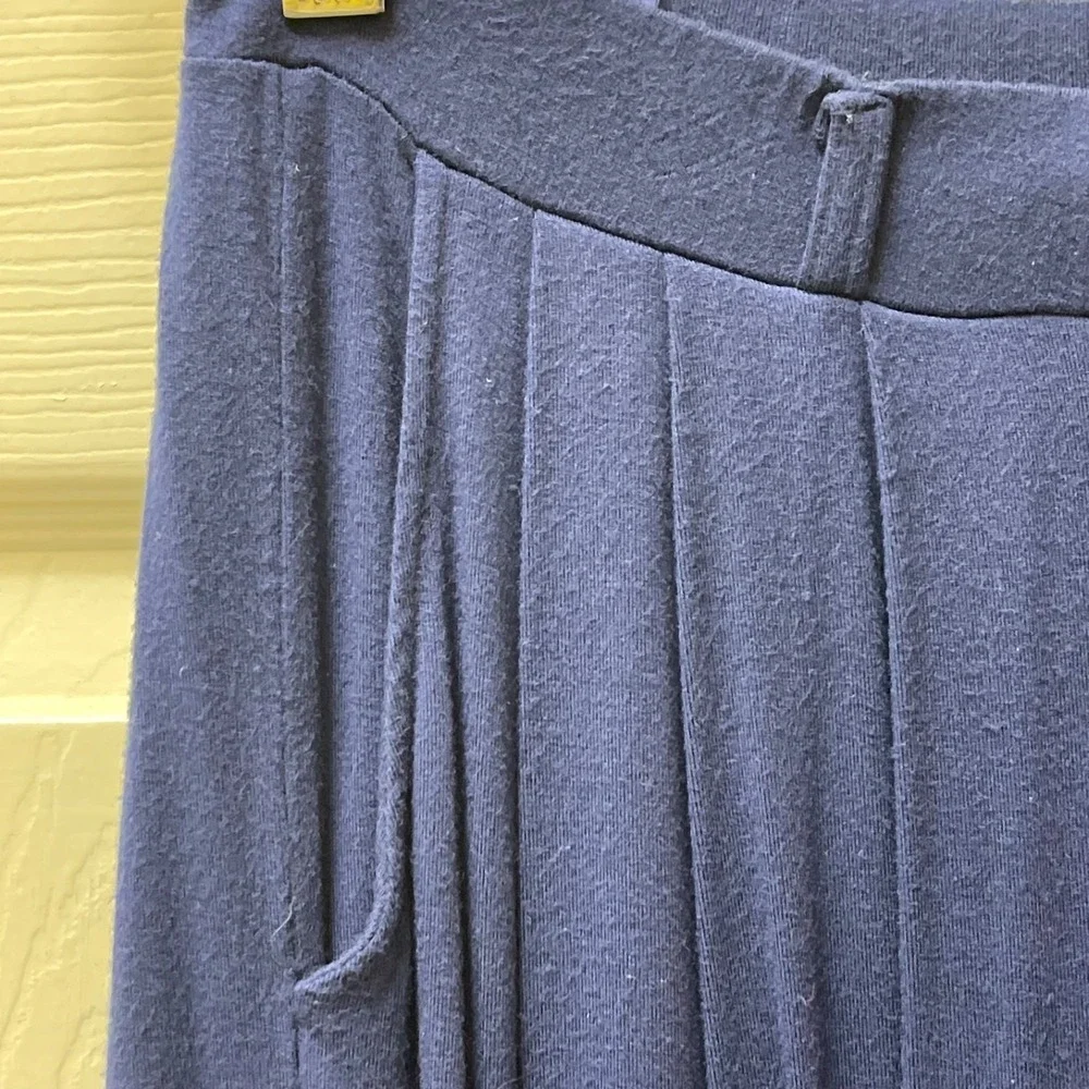 Women's Ultra Wide Leg Pants Small Navy High Rise Pleated Pull On Palazzo‎
